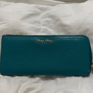 Miu Miu Turquoise Leather Wallet Great VintigiCondition for the years it has